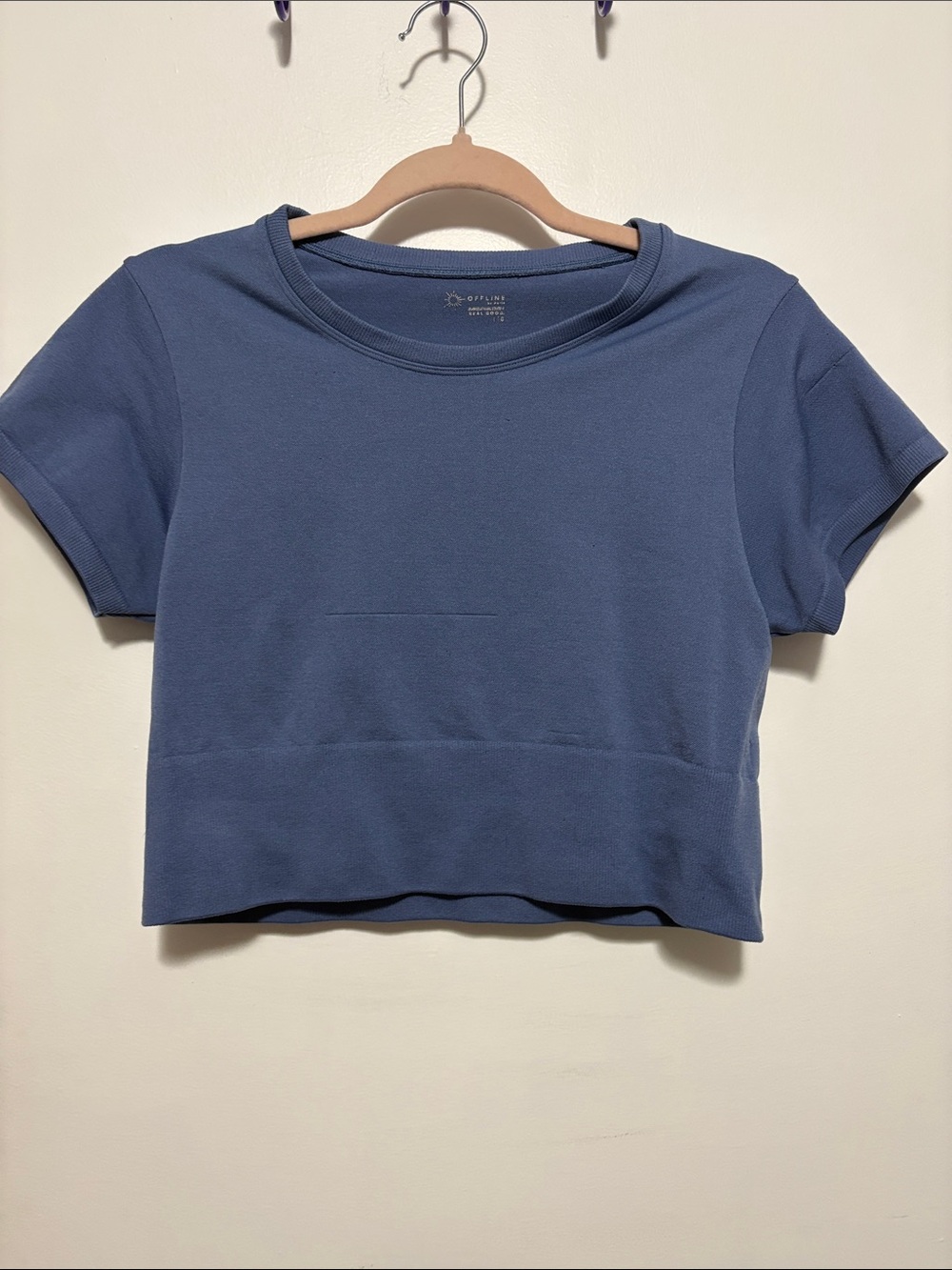 aerie Slate Blue Crop Crewneck Tee